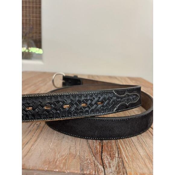 Nocona Belt Company Black Tooled Western Belt Size 44\